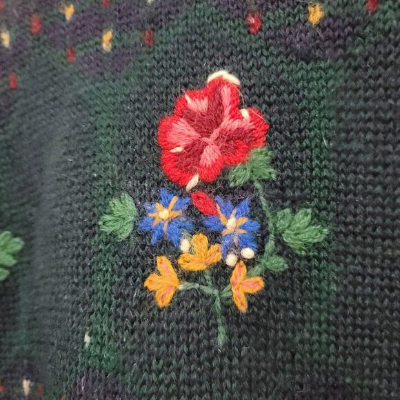 Vintage Susan Bristol Womens Wool Sweater Size 38 EU M US Crew Neck Cross Stitch - Picture 3 of 12